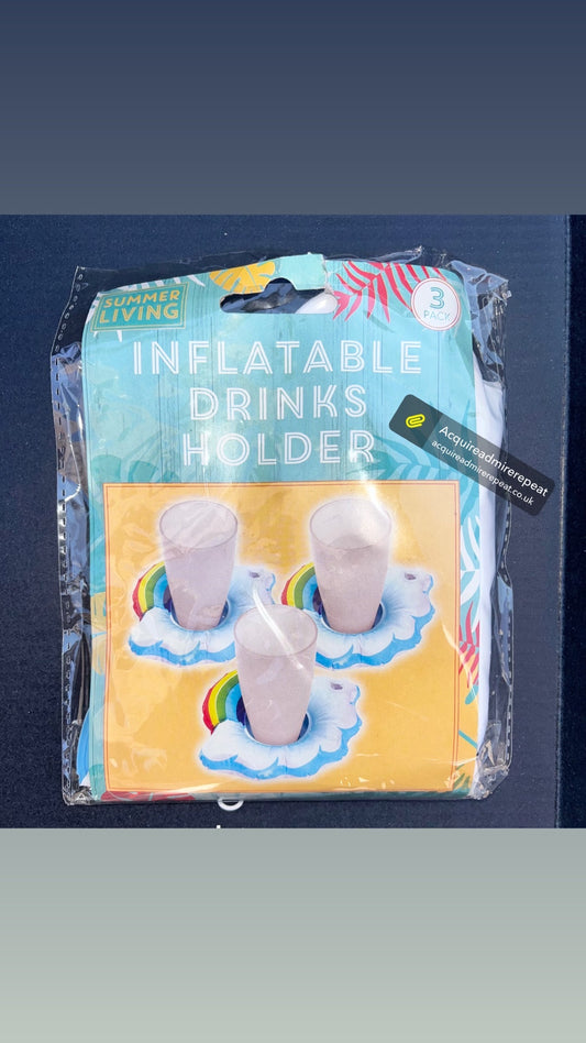 3-Pack Inflatable Beverage Holders for Pools – Floating Drink Floats for Cans, Bottles, and Cups