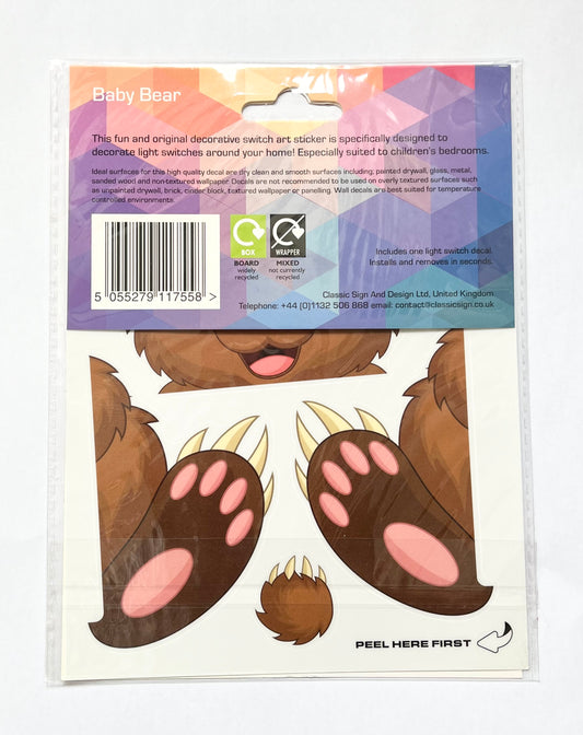 Baby Bear Theme Light Switch Sticker – Fun Wall Decor Stickers For Kids’ Room