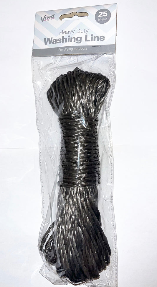 25m Grey Washing Line, Strong, Durable & Hard-Wearing– Ideal for Home & Garden Use, Waterproof
