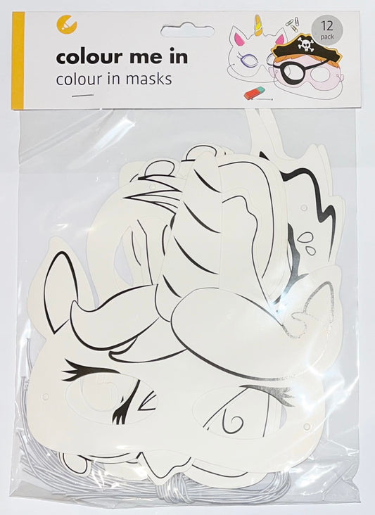 12-Pack Colour Me In Masks – Fun DIY Mask Decorating Kit