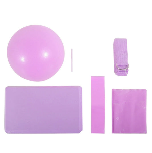 Active Sport Five Piece Yoga Set, Yoga Ball, Yoga Block Brick, Stretching Bands