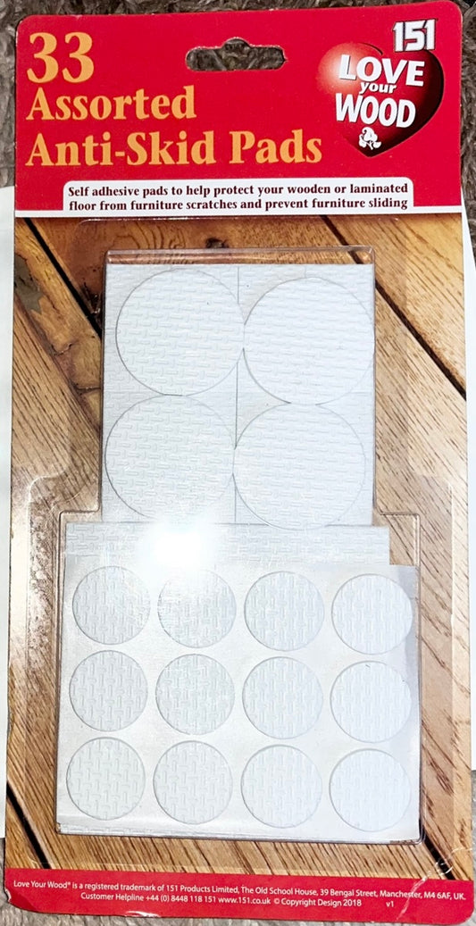 33-Piece Anti-Skid Floor Pads – Self-Adhesive Protection for Furniture, Chairs, Tables