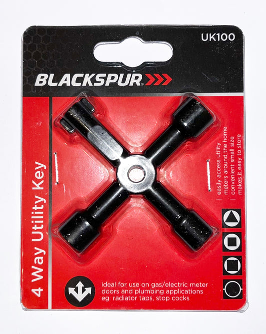 4-Way Utility Key – For Radiators, Gas Meters, and Plumbing Applications